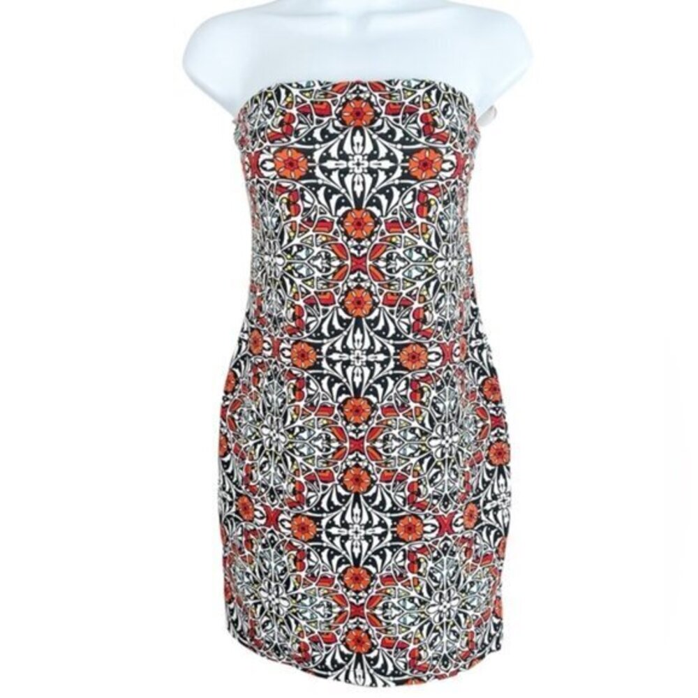 Y2K Forever 21 Women's Strapless Mini Dress medium western print Festival Boho